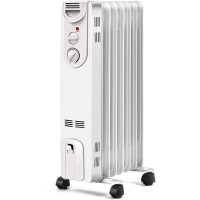 Costway COSTWAY Oil Filled Radiator Heater, 1500W Portable Oil Heaters With 3 Heat Settings, Adjustable Thermostat, Over