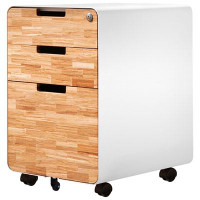ChopValue 3-Drawer Mobile Rolling Cabinet - White/Wood