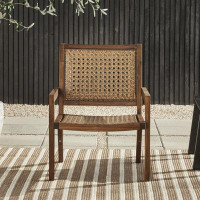 Winston Porter Coastal Solid Wood And Rattan Outdoor Accent Chair