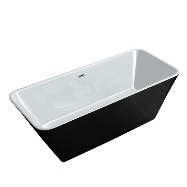 59x30x23 Seamless Freestanding Acrylic Tub – 1 Piece in Black or White - Centre Drain   JBQ in Plumbing, Sinks, Toilets & Showers