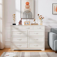 House of Hampton Antique-Style 9-Drawer Bedroom Dresser: Long Wood Chest of Drawers with Classic Handles
