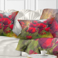 East Urban Home Floral Thick Poppy Flowers Lumbar Pillow