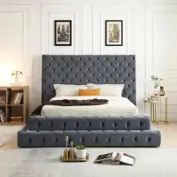 Rosdorf Park Elen Tufted Velvet Grand And Luxurious Bed