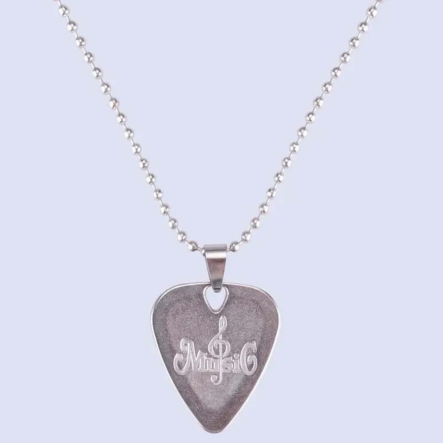 Guitar Pick Necklace Zinc alloy Pendant Guitar Accessory Silver Free Shipping in Other - Image 2