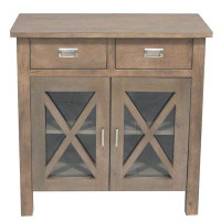 Rosalind Wheeler 31" Two Barn Door Mango Wood Console With Two Drawers