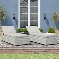 Beachcrest Home Gerrald 78" Long Reclining Chaise Lounge Set with Cushion