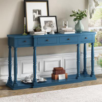 August Grove Retro Senior Console Table For Hallway Living Room Bedroom With 4 Front Facing Storage Drawers And 1 Shelf