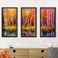 Picture Perfect International 'Colourful Autumn Trees' 3 Piece Framed Painting Print Set