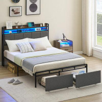 Wrought Studio Bed Frame With Headboard And Storage Drawers