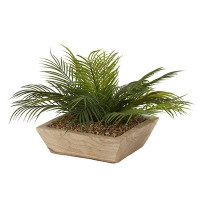 Primrue Palm Fronds In Square Wooden Bowl