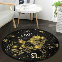 Trinx Round Area Rug Or Bedroom Living Room Study Playing_black/gold