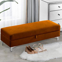 Everly Quinn Taquarius 56" Upholstered Flip Top Storage Bench