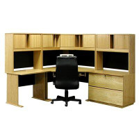 Rush Furniture Reversible Corner Desk with Hutch