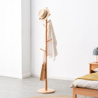 Latitude Run® Coat Rack, Wooden Coat Rack/hat Rack Wall Freestanding, Round Base Bracket, For Bedroom, Office, Hallway,