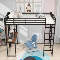 Mason & Marbles Klahn Twin Size Loft Bed with Built-in-Desk and Shelves