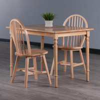 Charlton Home Damya 3-pc Dining Table With Windsor Chairs, Natural