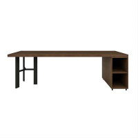 Hokku Designs 70.87" Brown Rectangular Solid Wood Carbon Steel Desk
