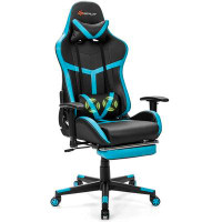 Costway Massage Gaming Chair Reclining Racing Chair High Back W/Lumbar Support Footrest