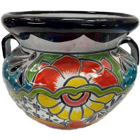 Bungalow Rose Indoors/Outdoors Handmade Small-Sized Paracho Mexican Colours Talavera Ceramic Garden Pot