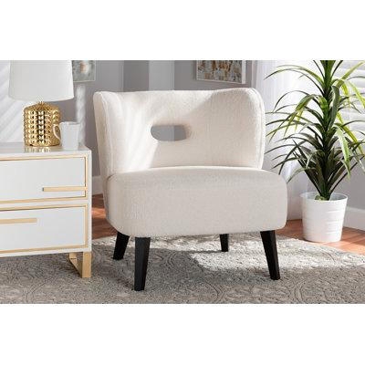 Hokku Designs Lefancy  Naara Modern and Contemporary Ivory Boucle Upholstered and Black Finished Wood Accent Chair in Chairs & Recliners in City of Toronto