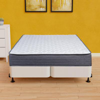 Spinal Solution Krause 9" Pocket Coil Hybrid Mattress Medium Firm Back Support w/ Wood Box Spring, White