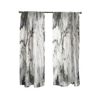 Paracity Hand Painted Marble Abstract Semi-Sheer Thermal Rod Pocket Curtain Panels