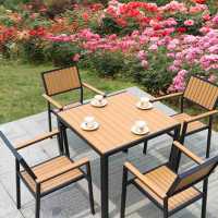 Hokku Designs Outdoor Hotel Table And Chair Combination Outdoor Coffee Milk Tea Shop Casual Dining Chair