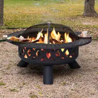 Arlmont & Co. 25.6" H X 41.7" W Steel Wood Burning Outdoor Fire Pit