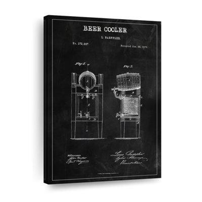 17 Stories Beer Cooler BW Patent Canvas Print in Other