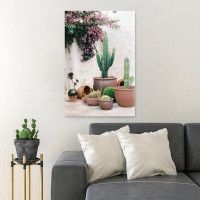 MentionedYou Green Cactus Plants On Brown Clay Pots - 1 Piece Rectangle Graphic Art Print On Wrapped Canvas