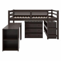 Red Barrel Studio Full Loft Bed With Cabinet ,Shelves And Rolling Portable Desk