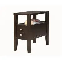 Red Barrel Studio Breeann 1Pc Solid Wood Wooden Coffee Table End Table Nightstand with Open Bottom Shelf Two Drawers