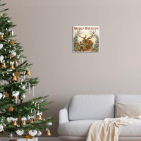 Stupell Industries Dog Wearing Antlers Seasonal Holiday Botanicals Wall Plaque Art By Alicia Longley