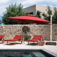 Arlmont & Co. Outdoor Double Top Round Patio Cantilever Umbrella