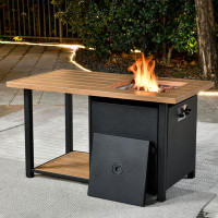Latitude Run® Apryl 25.59" H x 46.06" W Iron Propane Outdoor Fire Pit Table with Lid