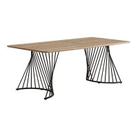 17 Stories Swirl Base Dining Table Natural Oak and Gunmetal