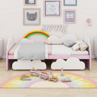 Zoomie Kids Twin Size Bed With Clouds And Rainbow Decor