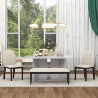 Latitude Run® TREXM 6-Piece Modern Style Dining Set With Faux Marble Table And 4 Upholstered Dining Chairs & 1 Bench