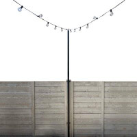 Arlmont & Co. 9.5ft Heavy-Duty String Light Pole Stand with Mounting Brackets for Fence or Deck Railing