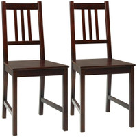 WOODEN DINING CHAIRS SET OF 2, KITCHEN CHAIRS WITH SLAT BACK, SOLID STRUCTURE FOR LIVING ROOM AND DINING ROOM, COFFEE