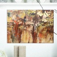 East Urban Home Contemporary 'Grapes in Wooden Wall' Oil Painting Print on Wrapped Canvas