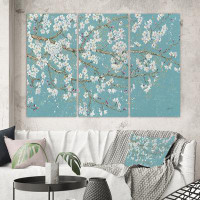 East Urban Home Blue April Tree - 3 Piece Wrapped Canvas Painting Print