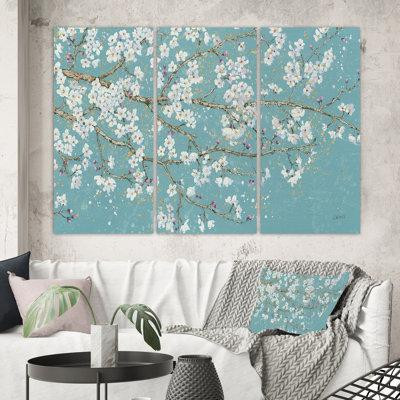 East Urban Home Blue April Tree - 3 Piece Wrapped Canvas Painting Print in Arts & Collectibles