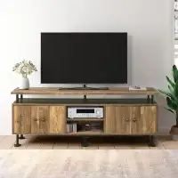 17 Stories Aryah Vespucci Rustic Oak and Black TV Stand with Open Shelving