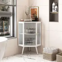George Oliver Floor Coner Cabinet With Tempered Glass Door