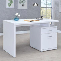 Latitude Run® Brox 2-drawer Office Desk with Cabinet Cappuccino