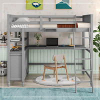 Harriet Bee Loft Bed With Drawers And Desk, Wooden Loft Bed With Shelves