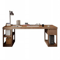 Recon Furniture 55.12" Brown Rectangular Solid Wood Desk,1-drawer