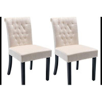 Red Barrel Studio Velvet Dining Chair Set Tufted Heigh Back with Solid Wood Frame Accent Chairs