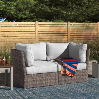 Sol 72 Outdoor™ Almyra Fully Assembled 66'' Wide Outdoor Wicker Loveseat with Cushions
